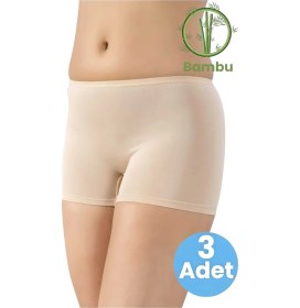 Resim Tezzgelsin Kadın 3'lü Bambu İz Yapmaz Boxer Şort Külot Ten Rengi 