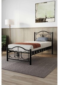 Resim Argimo Pero Tek Kişilik Ferforje Metal Karyola 100 x 200 Siyah 