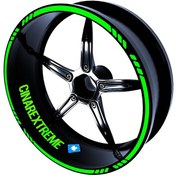 Resim 4 Parçalı Kesikli Tasarımlı Floresan Yeşil Jant Şeridi Sticker Çınar Extreme