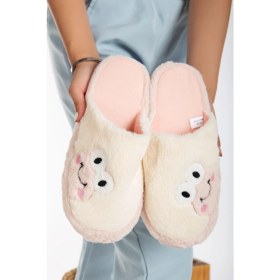 Resim Slipcat Kadın Kurbağa Figürlü Sessiz Taban Peluş Ev Terliği 