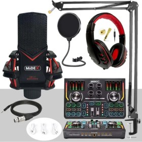 Resim Midex Gmx-1 Titanium Set Efektli Ses Kartı Mikrofon Kulaklık Stand Kayıt Canlı Yayın (Pc ve Telefon) 