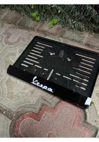 Resim Vespa Uyumlu Motorsiklet Plakalık Siyah Zemin 3mm Pleksi 