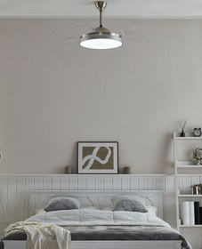 Resim Şeffaf Kanatlı LED Tavan Vantilatörü,Uzaktan Kumandalı, Zamanlayıcılı - Gri 