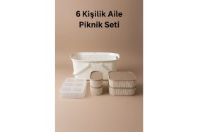 Resim Bayce Home 6 Kişilik Aile Piknik Seti - Saklama Kabı Seti + Büyük Piknik Sepeti (12 Parça) 