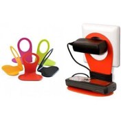 Resim Çokuygunuz Plastik Pratik Prize Takılan Raflı Cep Telefonu Tutucu Şarj Askısı 