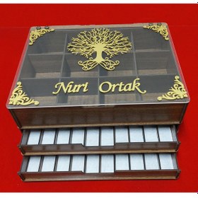 Resim 3 Katlı Tesbih Saat Ve Takı Kutusu Dolabı 