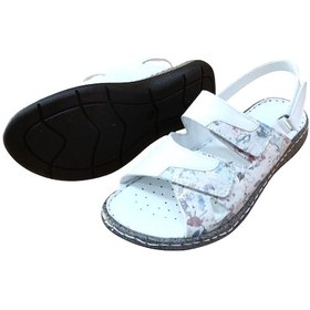 Resim Castle Black 22383 Kadın Hakiki Deri Comfort Sandalet Beyaz Siyah 