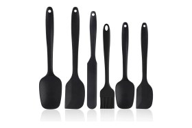 Resim İntora 6 Lı Siyah Isıya Dayanıklı Yanmaz Yapışmaz Silikon Mutfak Seti 