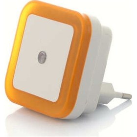 Resim Turuncu Işık Kare Tip Otomatik Gece Yanıp Gündüz Sönen Işık Sensörlü Ledli Gece Lambası Turuncu 