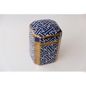 Resim Mikasa Moor Kapaklı Seramik Küp Mavi-Gold 