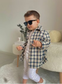 Resim favorimkids Keten Lacivert Çizgili Erkek Bebek Pamuklu Gömlek 