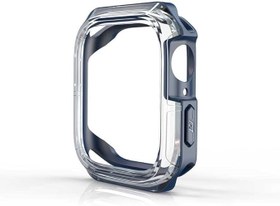 Resim Apple Watch 44mm ile uyumlu Sert PC Ekran Koruyucu + Silikon Kasa Koruyucu Lacivert 