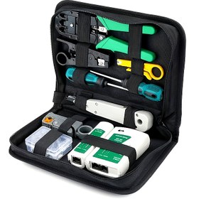 Resim Profesyonel Ağ Tamir Kiti: LAN RJ45 Test Cihazı, Sıkma Pense & Kablo Takip Cihazı - Taşıma Çantası ile Taşınabilir 