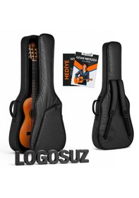 Resim Fourtune Luca Siyah Klasik Gitar Kılıfı Kalın Taşıma Çantası Eğitim Metodu Hediye 