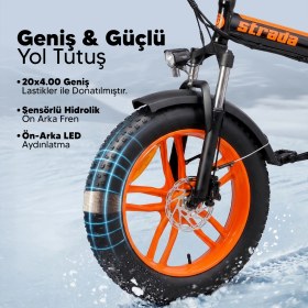 Resim Stradacycles Strada Cycles E-Bro Hidrolik Disk Fat Bike Katlanabilir 20 Jant Elektrikli Bisiklet 