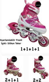 Resim Toprockstore Işıklı Çocuk Pateni Ayarlanılabilir Alıştırma Tekerli Frenli Silikon Tekerli Metal Gövdeli Paten 38-41 