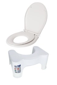 Resim Saban 2'li Takım - Beyaz, Klozet Taburesi - Yetişkin ve Çocuk Beyaz, Klozet Kapağı 