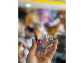 Resim Dönen Çiçek Işıklı Klavye Klick Klik Anahtarlık 6 cm Çapında 