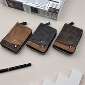 Resim 1 adet Vintage Stil Erkek Cüzdanı, Akordeon Kart Tutucu, Suni Deri, Çoklu Kart Yuvası, İş Gündelik Tasarım, Kahverengi Renk, Kompakt Bifold Zip Kapatma, Kompakt Cüzdan | Vintage Cüzdan | Suni Deri Cüzdan, Küçük Cüzdan 