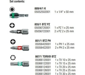 Resim Wera Bit-Check 12 Bitorsion 1 Bits Seti 05057420001 