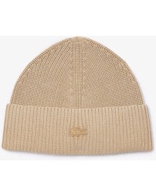 Resim Lacoste Nakış Logolu %100 Yün Unisex Bere Bej 
