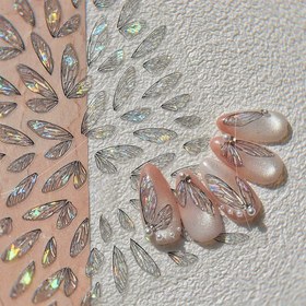 Resim 1 adet Kelebek Kanatlı Tırnak Sanatı Çıkartıları - Şeffaf Peri Tasarımı, Kendinden Yapışkanlı Stickerler, DIY Tırnak Süslemesi, Lazer Kaplama, Fantezi Tema, Plastik Malzeme, Tırnak Sanatı Aksesuarları|Peri Kanatları Tasarımı|Kendinden Yapışkanlı Sticker 