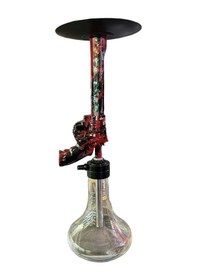 Resim Revolver Figürlü Büyük Boy Nargile Seti - Kırmızı 