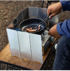 Resim 10 Plaka Alüminyum Katlanabilir Kamp Ocağı Rüzgar Kalkanı Ekranı Çok Renkli 