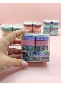 Resim Vintage Washi Tape Bant Baskılı Yapışkanlı Maskeleme Kağıdı Desenli Bant 10'lu - Mor Pul Mektup 1 