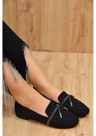 Resim Prego Taş Fiyonk Detaylı Günlük Kadın Saten Babet Siyah D8930 S Siyah 