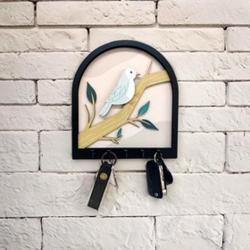 Resim caju art & decoration Ağaç Dalında Kuş Katmanlı Tasarım Duvar Askılık Anahtarlık Duvar Dekoru 