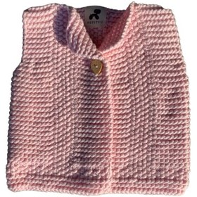 Resim Knittedbygranma El Yapimi Pamuk Orgu Hirka Yelek- Pembe Pembe 