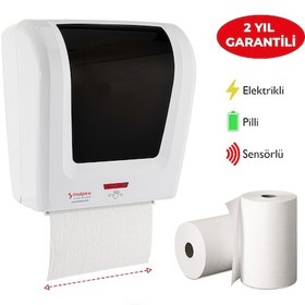 Resim Mulpex Sensörlü Fotoselli Otomatik Kağıt Havlu Makinesi 21 cm. Be Beyaz 