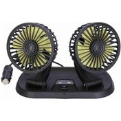 Resim Hangfox 12v Araç Fanı, 360 Çift Baş Dönebilen, 5 Kanatlı, 2 Hızlı, Usb Destekli, Park Numarası Özellikli Sarı Kanat 