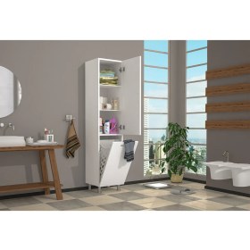 Resim Kzy Çamaşır Sepetli Çok Amaçlı Dolabı Beyaz 