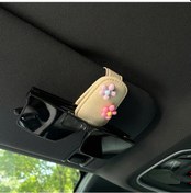 Resim Gaojunshop01 Mor Çiçekli Araç Güneşlik Gözlük Tutucu - Yapışkanlı Manyetik Kulp 