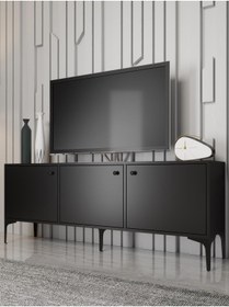 Resim Wood'n Love Bello 160 Cm Metal Ayaklı Tv Ünitesi - Konsol - Siyah / Siyah 