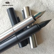 Resim 1 Adet Jinhao 35 Serisi Paslanmaz Çelik Mat Siyah Dolma Kalem - Ergonomik Tasarım, Tık Kapaklı, İnce & Orta Uçlu Kaligrafi, Ofis, Okul İçin - Öğrenciler ve Öğretmenler için İdeal Hediye, Minimalist Tasarım, Akıcı Yazım Deneyimi 
