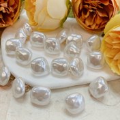 Resim 10 adet Şık 10mm Beyaz İmitasyon İnci Düğmeleri Metal Çiçek Tepsisi ile - Parlak, Düzensiz Şekilli Bağlantı Elemanları Cheongsam, Tang Yelekleri & Çin Tarzı Gömlekler için, Giysi Düğmeleri 