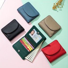 Resim Şık Kadın Mini Gerçek Deri Bifold Cüzdan, Kart Tutucu & Bozuk Para Cüzdanı - Çıtçıt Kapatma, Dokulu İnek Derisi Tasarım - Pembe/Kırmızı/Siyah - Ona Mükemmel Hediye, Kadın Cüzdanı | Şık Cüzdan | Dokulu Gerçek Deri, Küçük Cüzdan 