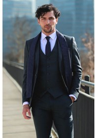 Resim Wessi Ekose Ceketli Slim Fit Yeşil Erkek Takım Elbise Yeşil 