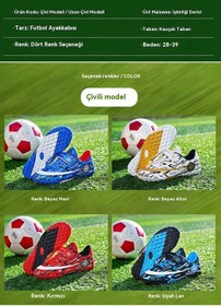 Resim İlkokul Öğrencilerinin Uzun Çivili Velcro Futbol Ayakkabısı Yarışması Siyah-mavi 
