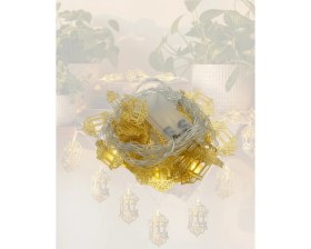 Resim Marsilyan Pilli Ramazan Işıkları Altın Renk Fener Figürlü LED Süsleme 