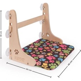 Resim Tech Butiq Gobypet Güçlü Vantuzlu Kedi Cam Yatağı, Asılan Ahşap Kedi Yatağı, Pencere Önü Dinlenme Alanı, Çıkarılabilir Minderli, Standart (Patili Desen) 