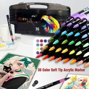Resim 36 Renkli Akrilik Marker Yumuşak Uçlu İmza Grafiti Suluboya Kalemi, Üst Üste Konulabilir İnce Uç - Scrapbooking, Siyah Kağıt, Taş Boyama, Seramik, Cam, Kumaş, Tuval, Bardaklar, Noel El Sanatları ve Sanat Malzemeleri İçin Uygun - Profesyonel Sanat Kullanımı, Noel DIY Projeleri - Okula Dönüş ve Mevsimsel Yaratıcılık için Mükemmel 