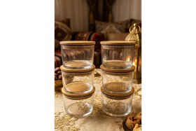 Resim Feyza Design Şık 6'lı Bambu Kapaklı Cam Kahvaltılık Kase Seti 