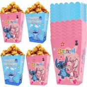 Resim 12 Adet Disney Stitch Temalı Patlamış Mısır Kutuları, Parti Atıştırmalıkları ve Şekerlemeler için Katlanabilir Kağıt Kaplar, Doğum Günü Partisi Hediyelik Kutuları, Karışık Tasarımlar, Gençlerin Kutlamaları İçin Mükemmel, Parti Hediyelik Kutuları | Eğlenceli Tasarım | Katlanabilir Kutular, Yeniden Kullanılabilir Patlamış Mısır Kutuları 