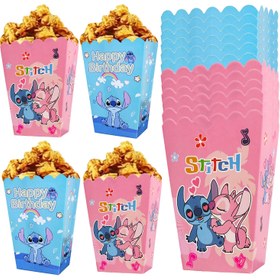 Resim 12 Adet Disney Stitch Temalı Patlamış Mısır Kutuları, Parti Atıştırmalıkları ve Şekerlemeler için Katlanabilir Kağıt Kaplar, Doğum Günü Partisi Hediyelik Kutuları, Karışık Tasarımlar, Gençlerin Kutlamaları İçin Mükemmel, Parti Hediyelik Kutuları | Eğlenceli Tasarım | Katlanabilir Kutular, Yeniden Kullanılabilir Patlamış Mısır Kutuları 