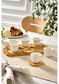 Resim Karaca Bambu Tepsili 6 Kişilik Kahve Fincanı 90 Ml 