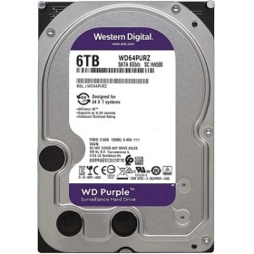 Resim Wd Purple, WD64PURZ, 3.5", 6tb, 256MB, 5400 Rpm, 7/24 Güvenlik, HDD 